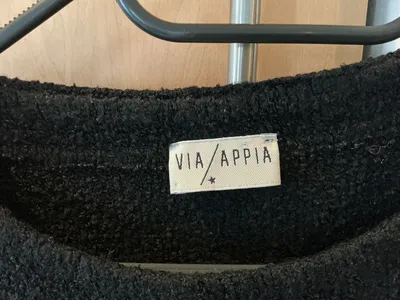 Via Appia Damen Pullover Gr. 40 Schwarz 3/4-Arm Bouclé Basic