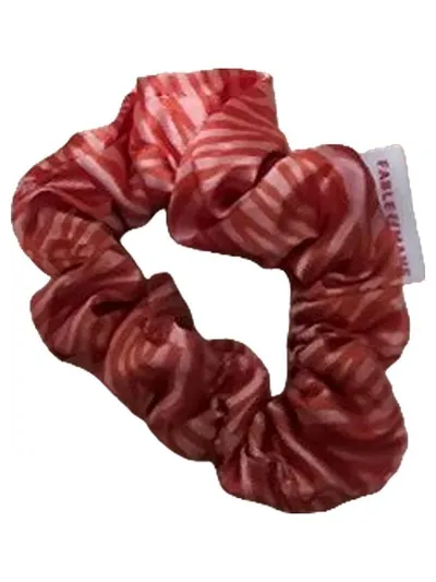 FABLE & MANE Haargummi Scrunchie Rot Zebra-Muster Damen NEU