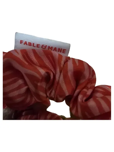 FABLE & MANE Haargummi Scrunchie Rot Zebra-Muster Damen NEU