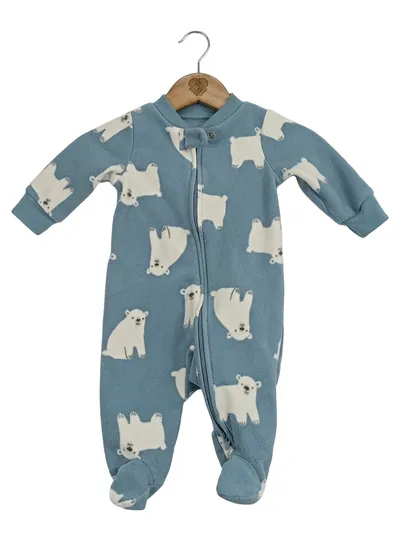 Carter's Baby Strampler Einteiler Eisbär Fleece Gr. 3M/62 Blau