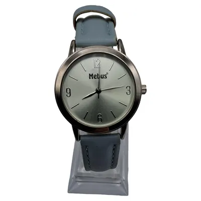 MEBUS Damenuhr Armbanduhr Blau Lederarmband Analog Minimalistisch