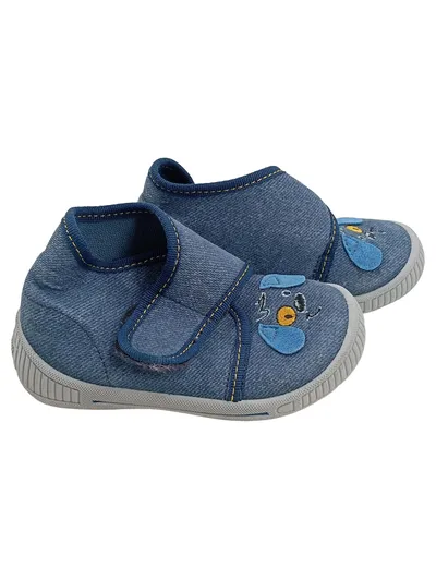Superfit Hausschuhe Kinder Gr. 22 Blau Hund Applikation Klettverschluss