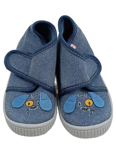 Superfit Hausschuhe Kinder Gr. 22 Blau Hund Applikation Klettverschluss
