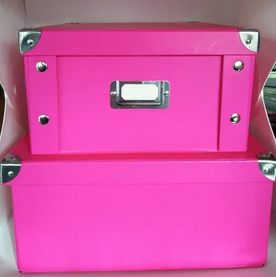 Ideen mit Herz Aufbewahrungsboxen Set 2 Stück Pink faltbar mit Deckel