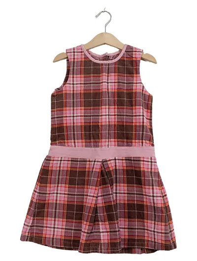 H&M L.O.G.G. Mädchen Kleid kariert rosa-braun Gr. 116 Freizeitkleid