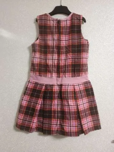 H&M L.O.G.G. Mädchen Kleid kariert rosa-braun Gr. 116 Freizeitkleid