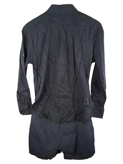 Stefanel Jumpsuit Damen Gr. 36 Schwarz Kurzoverall Hemdstyle Casual