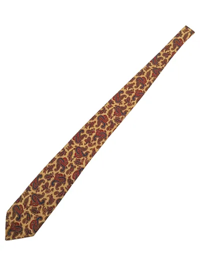 John Comfort Krawatte Herren Paisley Seide Beige Rot Blau London England