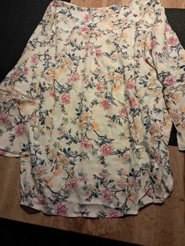 Buena Vista Damen Bluse Blumenmuster Gr. L Weiß Viskose Romantisch