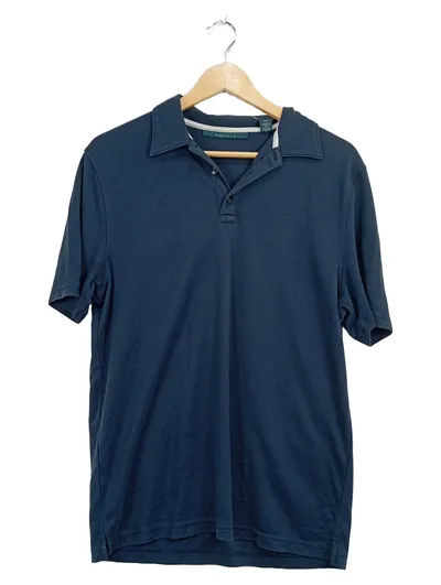 Perry Ellis Herren Poloshirt Gr. S Blau Kurzarm Casual Baumwolle