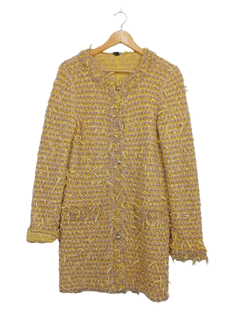 Marc Cain Strickjacke Damen Tweed Bouclé Gelb Gr. M/38 Wolle Alpaka 1