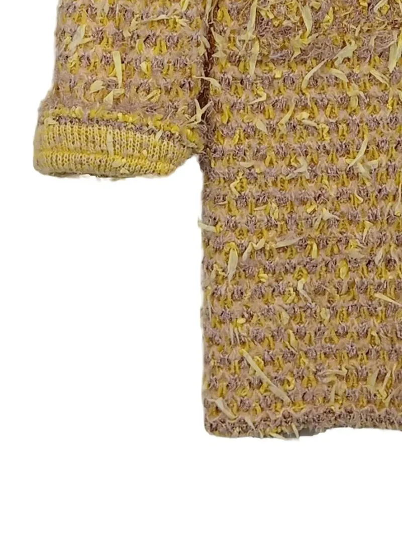 Marc Cain Strickjacke Damen Tweed Bouclé Gelb Gr. M/38 Wolle Alpaka 4