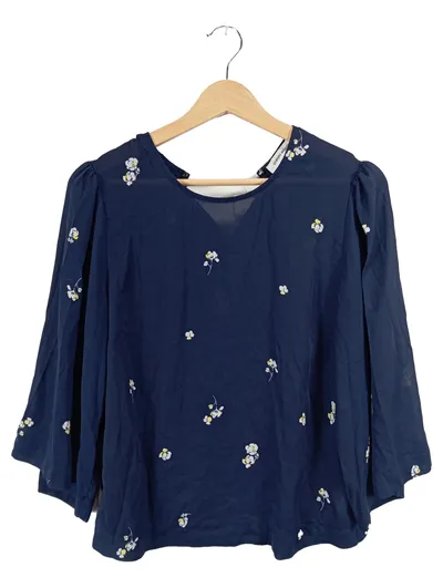 Carin Wester Damen Bluse Gr. 42/XL Blumenmuster Dunkelblau