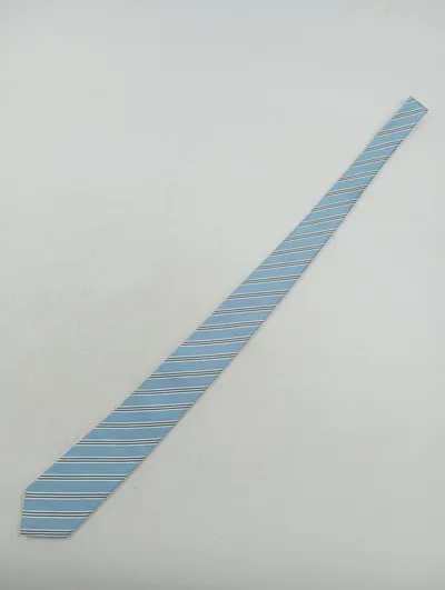 MARVELIS Herren Krawatte gestreift Hellblau Handmade 156cm klassisch