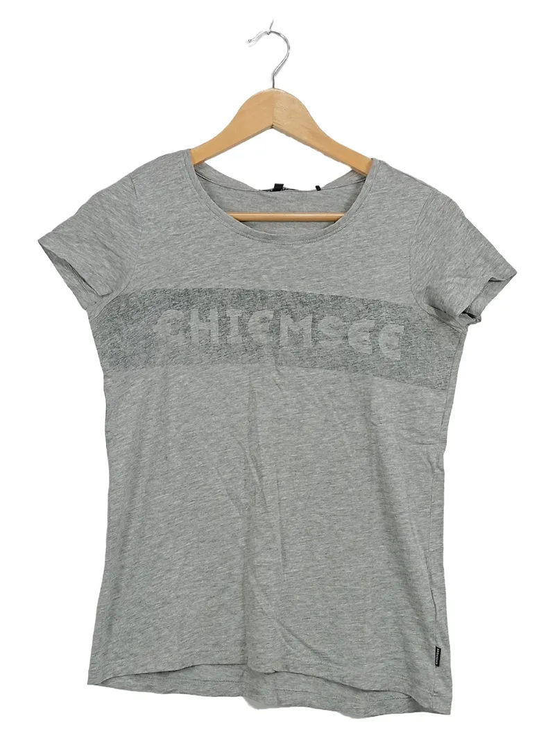 Chiemsee Damen T-Shirt Gr. XS Grau Kurzarm Casual Baumwolle 1