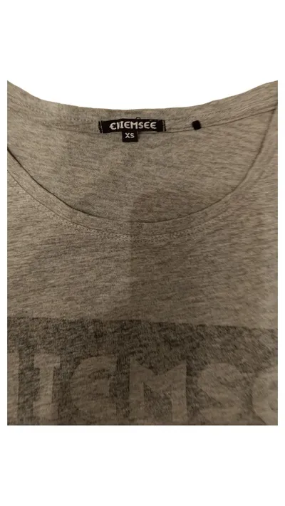 Chiemsee Damen T-Shirt Gr. XS Grau Kurzarm Casual Baumwolle