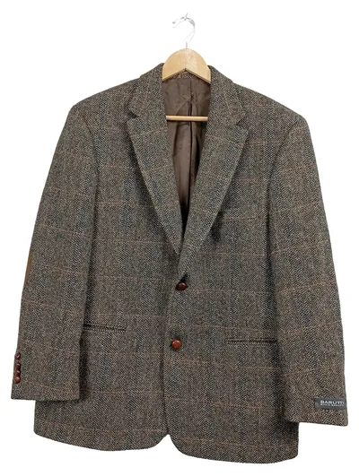 Barutti Mario Barutti Sakko Herren Gr. 50 Harris Tweed Wolle Braun Klassisch