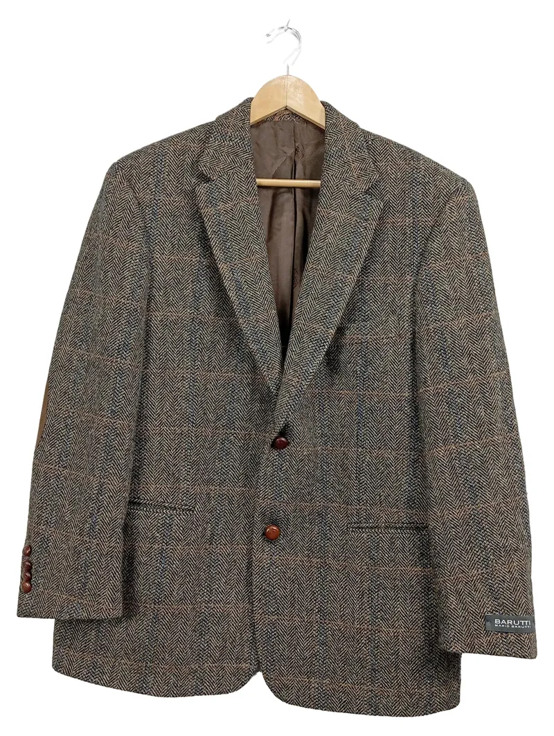 Barutti Mario Barutti Sakko Herren Gr. 50 Harris Tweed Wolle Braun Klassisch 1
