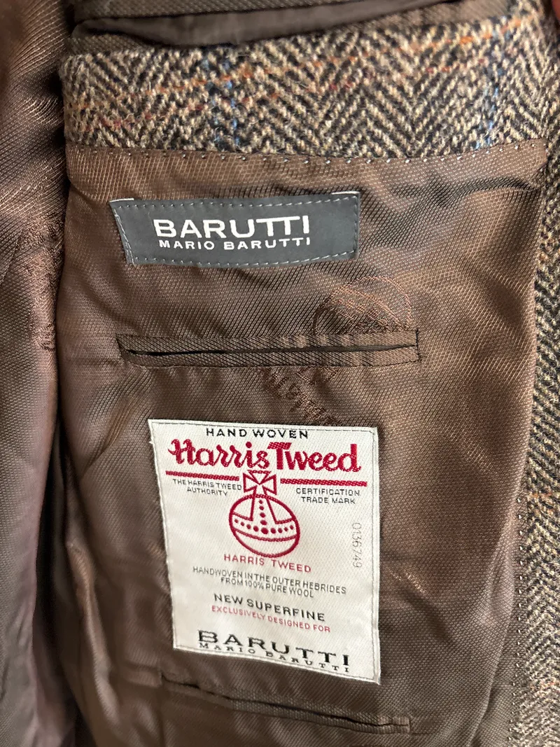 Barutti Mario Barutti Sakko Herren Gr. 50 Harris Tweed Wolle Braun Klassisch 2