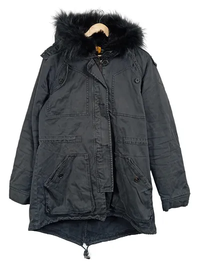 BLONDE No.8 Damen Parka Gr. 38 Grau Kapuze Kunstfell Winter Jacke