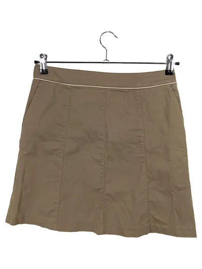 Stefanel Damen A-Linienrock Gr. 36 Beige Klassisch Baumwolle Mini