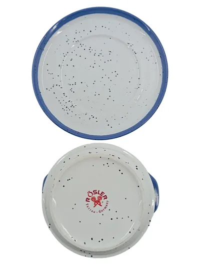 Rösler Servierschüssel mit Untersetzer Porzellan Weiß Retro Abstrakt 15 cm