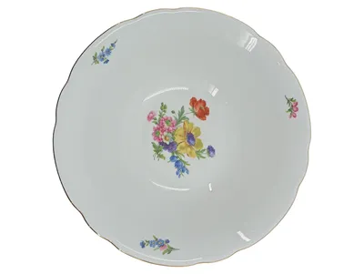 Triptis Porzellan Servierschüssel Bukett Blumenmuster Goldrand 23,5cm