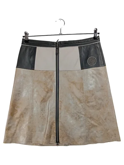 Sportalm Kitzbühel Damen Sportrock Gr. 40 Beige Leder-Details Reißverschluss