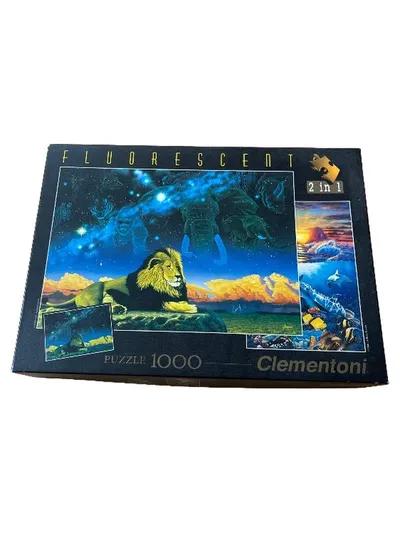 Clementoni Fluorescent Puzzle 1000 Teile 2 in 1 Löwe Delfin Leuchtend