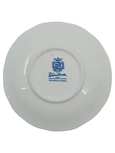 Weimar Porzellan Untertasse Echt Weimar-Kobalt Blumenmuster DDR 15cm
