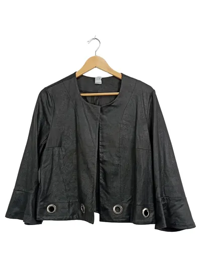 Liberty Damen Blouson Kurzjacke Schwarz Gr. 40 Kunstleder-Optik Glockenärmel