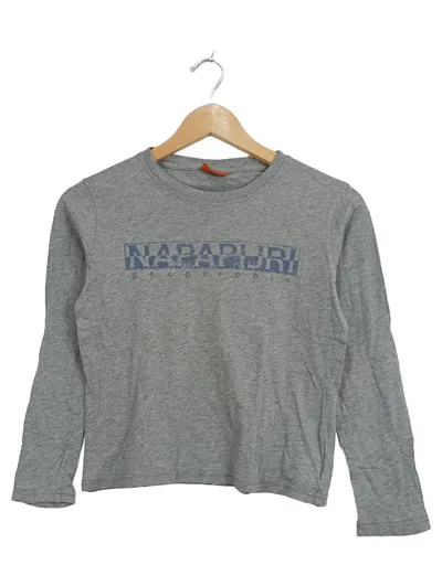 Napapijri Langarmshirt Kinder Gr. 140 Grau Logo-Print Casual