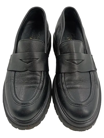 Gianluca Pisati Damen Loafer Slipper Schwarz Leder Gr. 36 Chunky Sole