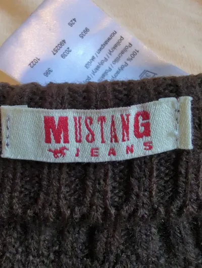Mustang Damen Strick-Handschuhe Lang Braun Gr. 6 mit Quasten Winter