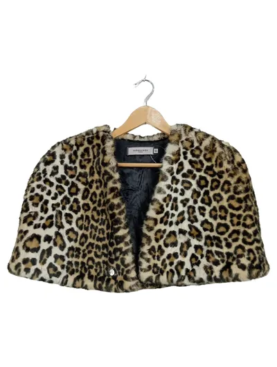 Urbancode London Kunstpelz Cape Damen Leo M/L Leopard Fell Umhang