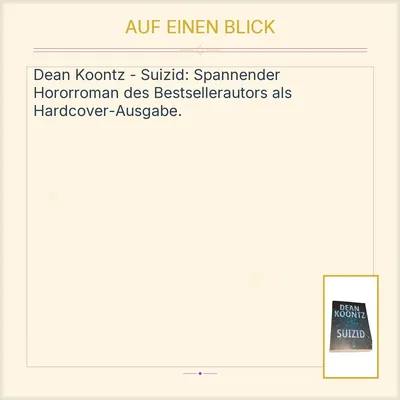 Dean Koontz - Suizid | Horrorbuch Thriller Roman Hardcover