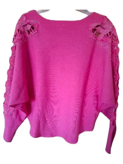 Foresta Bella Damen Pullover Pink Spitze Strassbesatz Gr. L/XL