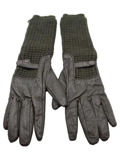 G-Star RAW Lederhandschuhe Damen Oliv Gr. 5 Strickbündchen Outdoor