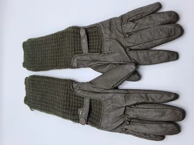 G-Star RAW Lederhandschuhe Damen Oliv Gr. 5 Strickbündchen Outdoor