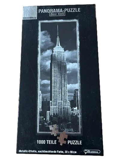 IdeenShop Panorama-Puzzle York 1000 Teile Metallic Nachtleuchtend 32x98cm