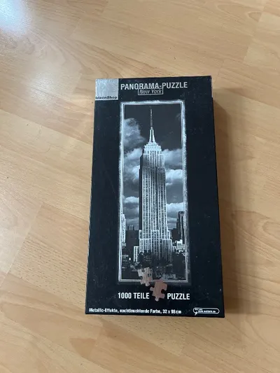 IdeenShop Panorama-Puzzle York 1000 Teile Metallic Nachtleuchtend 32x98cm