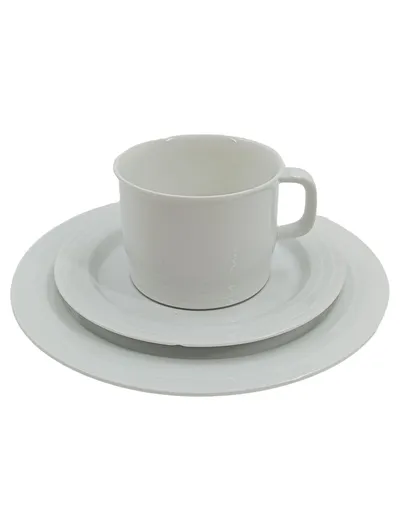 Thomas Germany Porzellan Geschirr Set Tasse Unterteller Teller Weiß 3-tlg