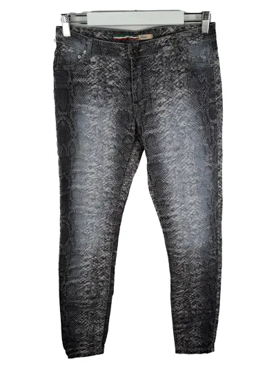 Please Vintage Chic Damen Skinny Jeans Gr. L Schlangenmuster Grau Animal