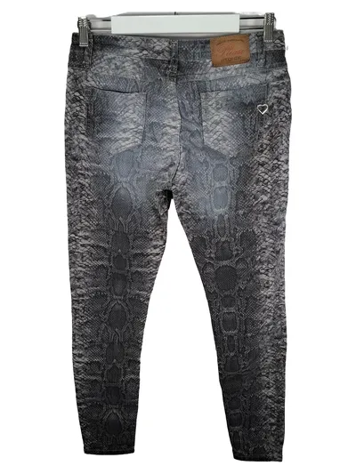 Please Vintage Chic Damen Skinny Jeans Gr. L Schlangenmuster Grau Animal