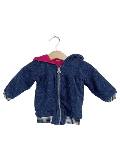 Kanz Mädchen Sweatjacke Kapuzenjacke Gr. 62 Blau Meliert Glitzer