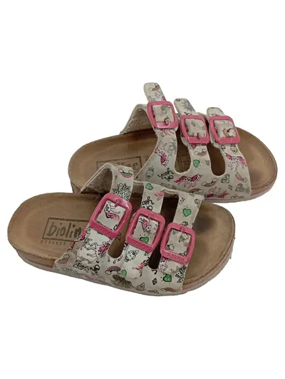 Bioline Kinder Sandalen Einhorn Motiv Mädchen Gr. 26 Beige Pink