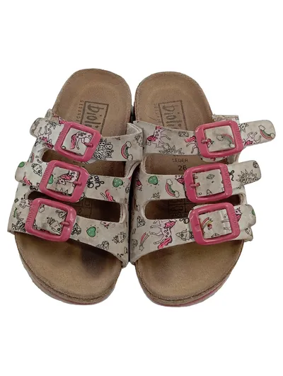 Bioline Kinder Sandalen Einhorn Motiv Mädchen Gr. 26 Beige Pink