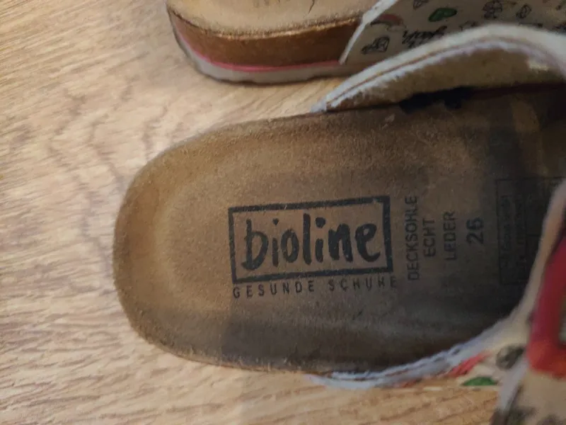 Bioline Kinder Sandalen Einhorn Motiv Mädchen Gr. 26 Beige Pink 3
