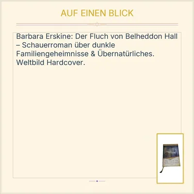 Der Fluch von Belheddon Hall Barbara Erskine Horrorbuch Weltbild