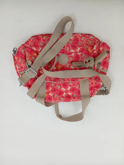 Kipling Umhängetasche Damen Rosa Affen-Print Crossbody Bag mit Anhänger